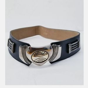 SOLD Richard Gampel Italy Sz 31" US/ 80 cm Black Pebbled Leather Belt 80s